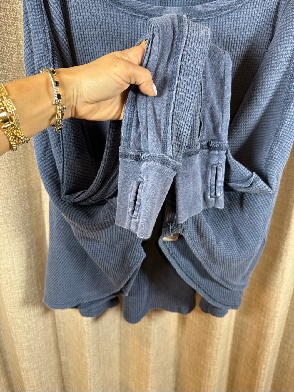 Free People We The Free Microphone Drop Thermal Blue Oversized M - Picture 12 of 16